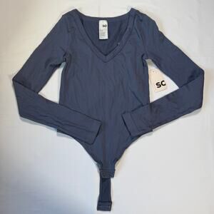 NWT SO Blue V-Neck Long Sleeve Bodysuit Sz Small